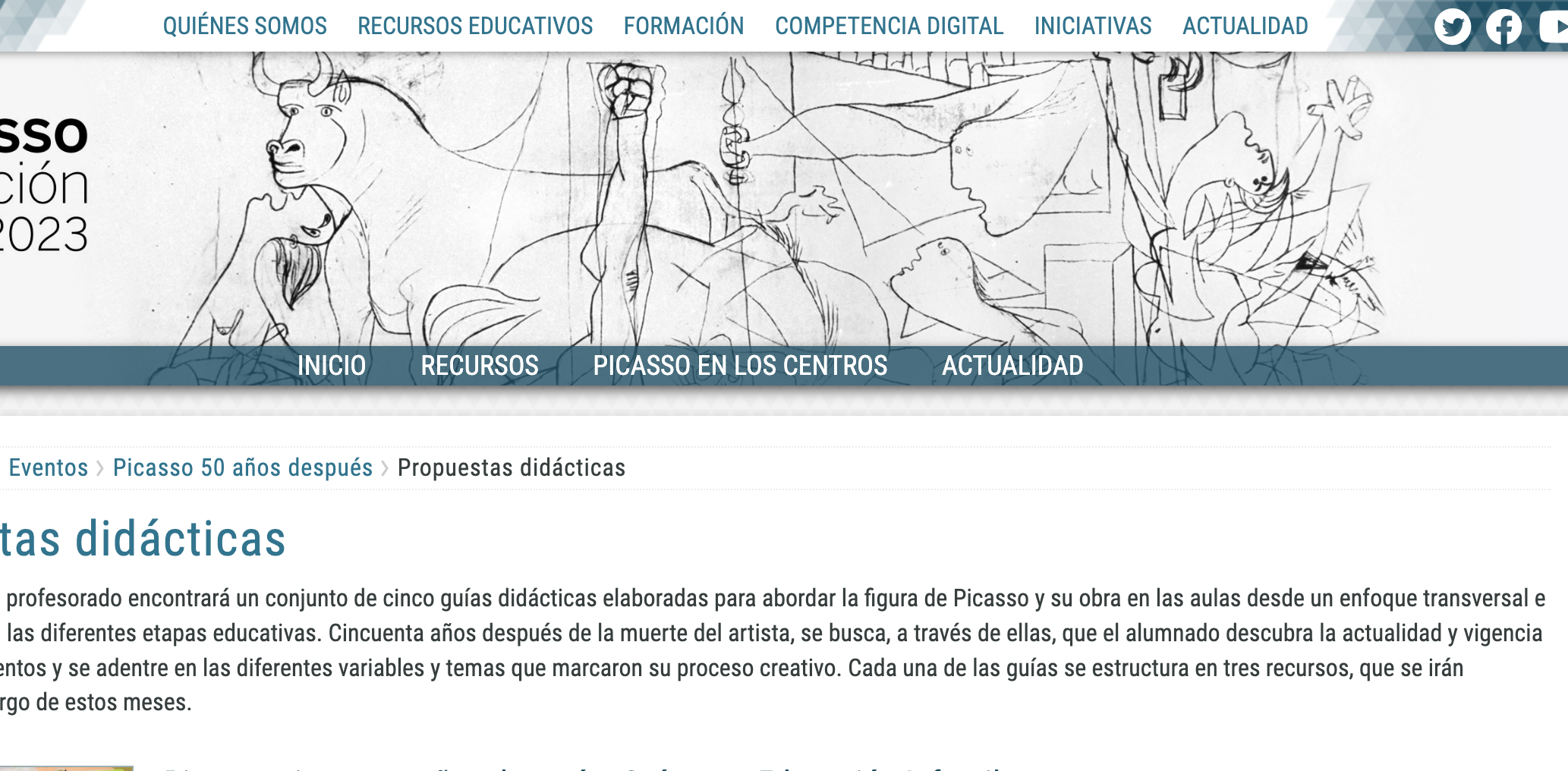 PICASSO, CINCUENTA AÑOS DESPUÉS: nueva Web educativa con contenidos diseñados por EARTDI